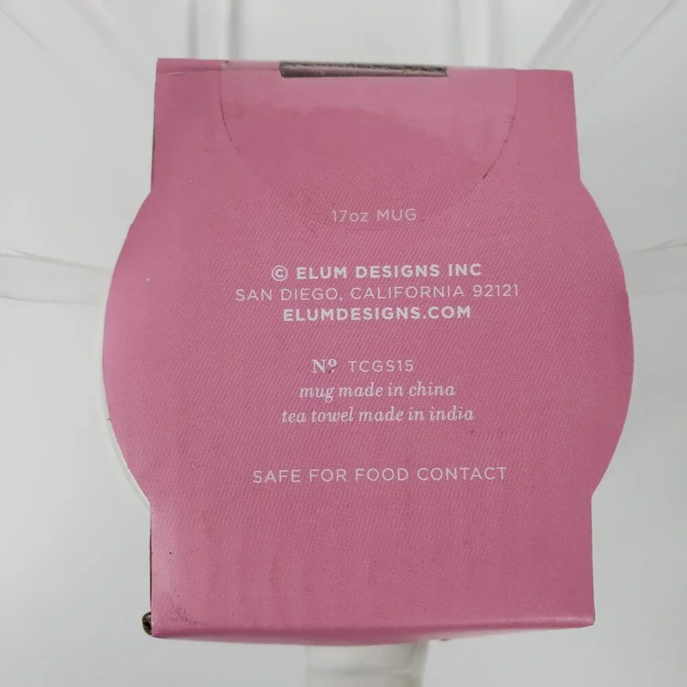 ELUM Pink & White Full Bloom Tea Towel & Mug Set, Spring Hostess Gift Floral NWT - Picture 6 of 6